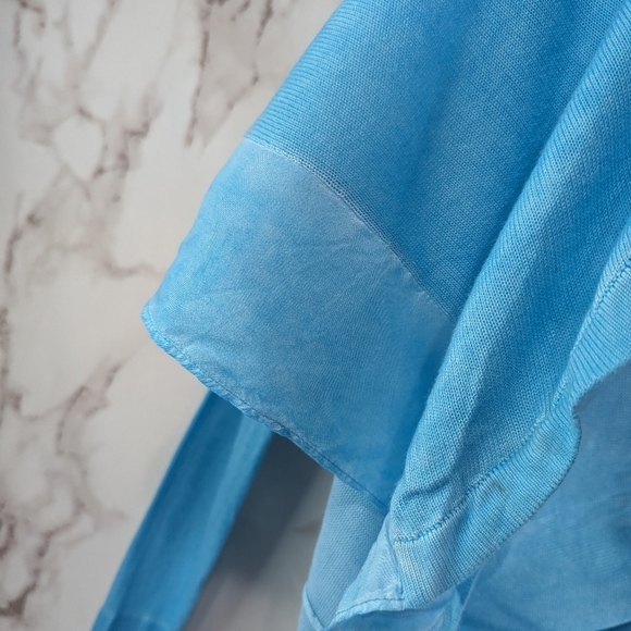 Chicos Ruana Womens 0 Small Blue Wrap Cardigan Topper Summer Tie Dye - Picture 8 of 10